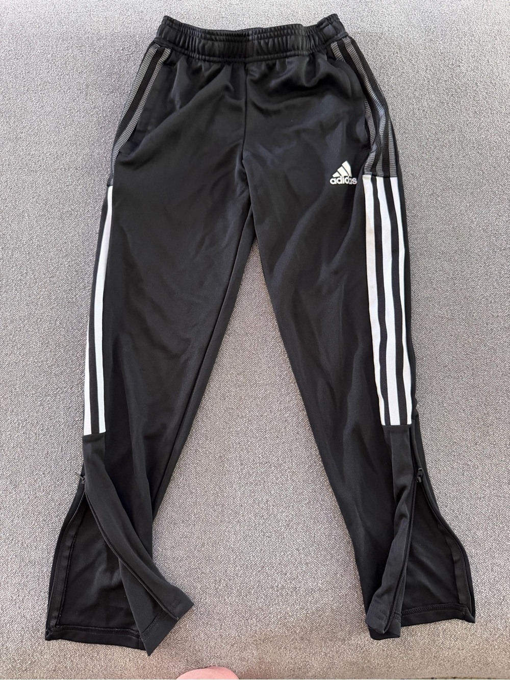 adidas Black Joggers with White Side Stripes Boys Size 9/10
